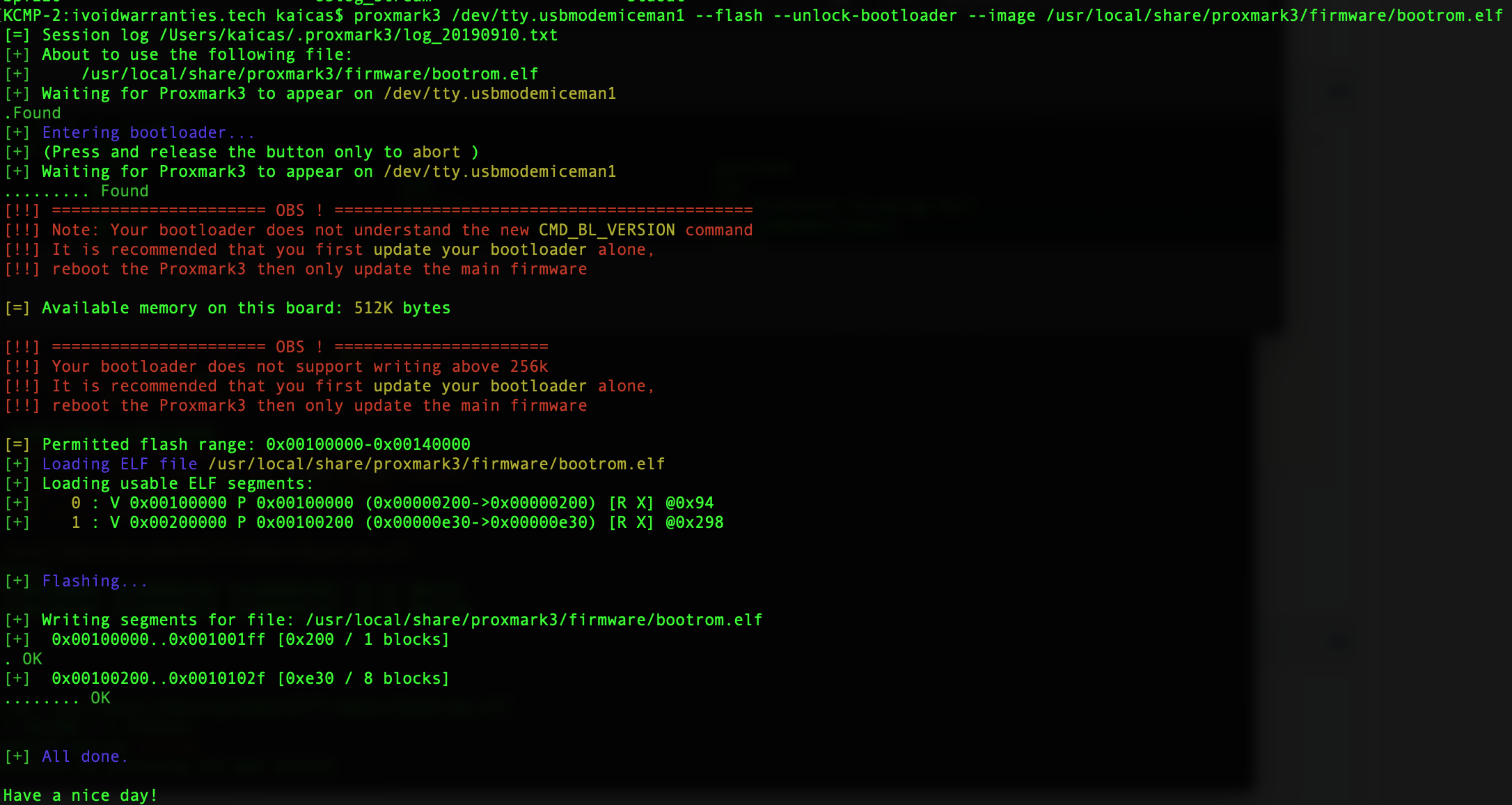 Fixed proxmark3 bootloader